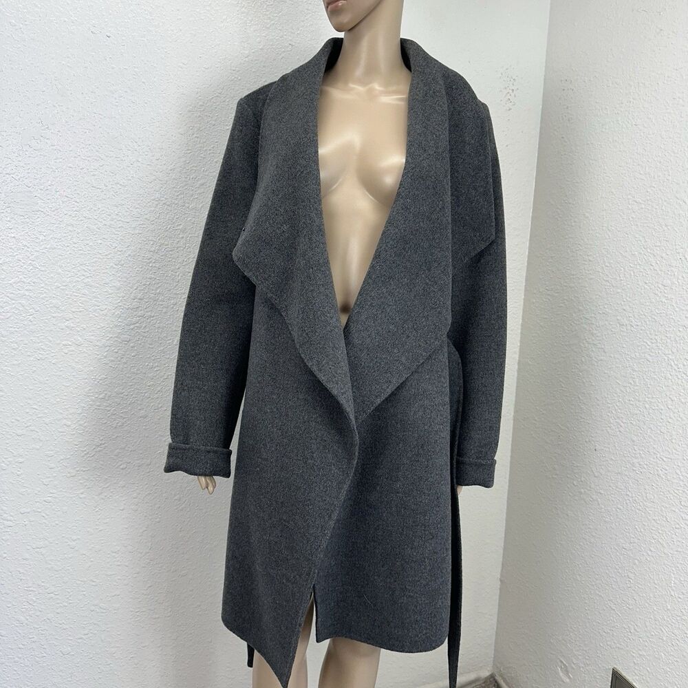 Garnet Hill Coat Womens Wool Asymmetrical Overcoat Gray Sz 12 Capsule Corpcore